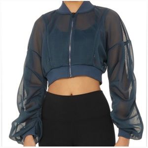 Alo Yoga Field Crop Jacket, Color: Eclipse (Blue/Green), Small